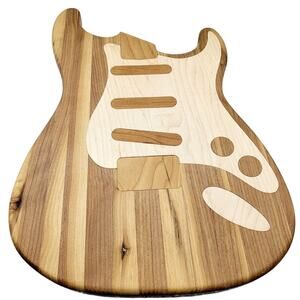 Wooden Electric Guitar SB Shaped Music Charcuterie Chopping Board Multicolored